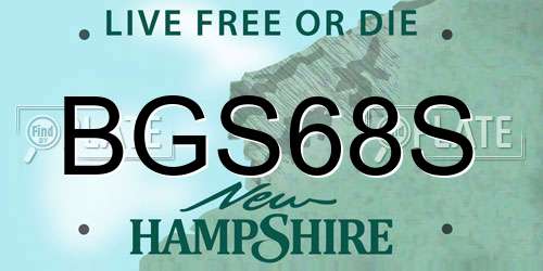 BGS68S New Hampshire License Plate