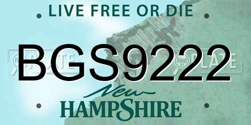BGS9222 New Hampshire License Plate