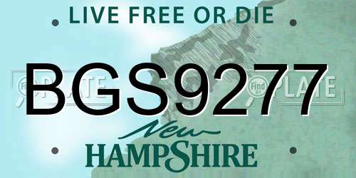 BGS9277 New Hampshire License Plate