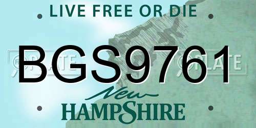 BGS9761 New Hampshire License Plate