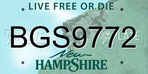 BGS9772 New Hampshire License Plate