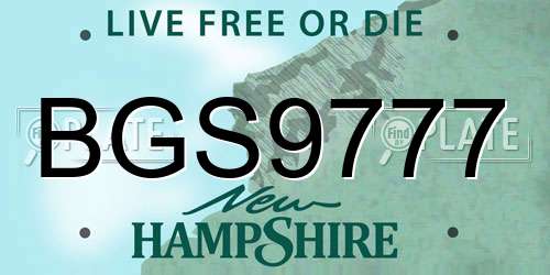 BGS9777 New Hampshire License Plate