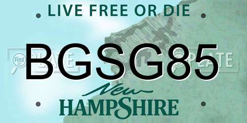 BGSG85 New Hampshire License Plate