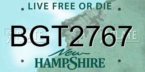 BGT2767 New Hampshire License Plate