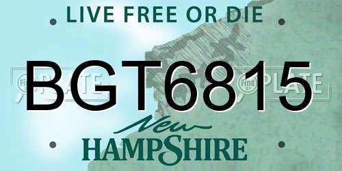 BGT6815 New Hampshire License Plate
