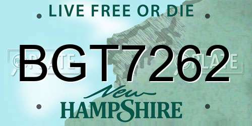 BGT7262 New Hampshire License Plate