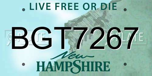 BGT7267 New Hampshire License Plate