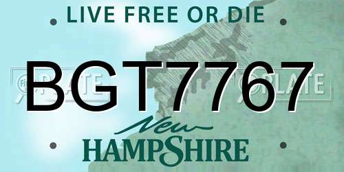 BGT7767 New Hampshire License Plate