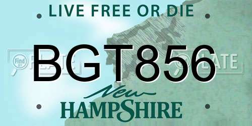 BGT856 New Hampshire License Plate