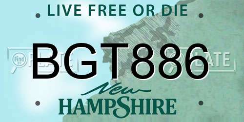 BGT886 New Hampshire License Plate
