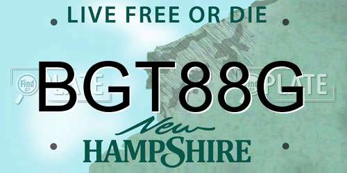 BGT88G New Hampshire License Plate