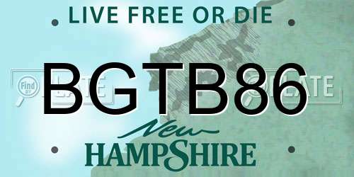 BGTB86 New Hampshire License Plate