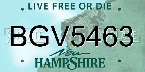 BGV5463 New Hampshire License Plate