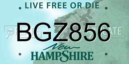 BGZ856 New Hampshire License Plate