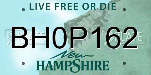 BH0P162 New Hampshire License Plate