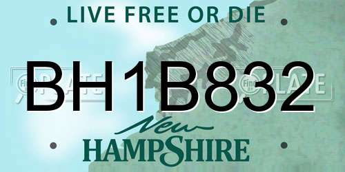 BH1B832 New Hampshire License Plate