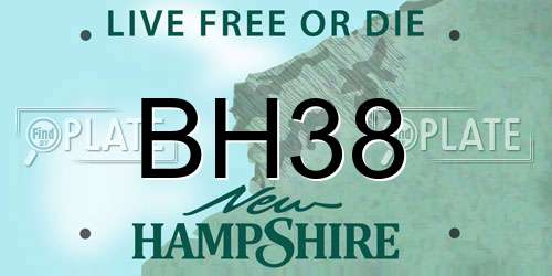 BH38 New Hampshire License Plate