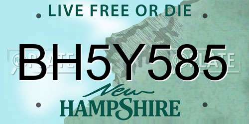BH5Y585 New Hampshire License Plate
