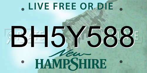 BH5Y588 New Hampshire License Plate