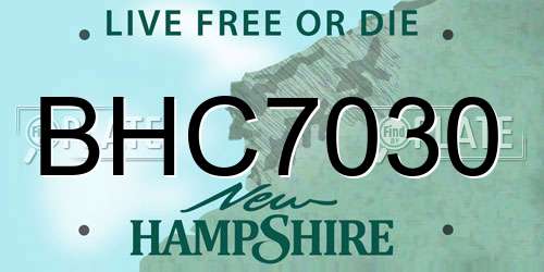 BHC7030 New Hampshire License Plate