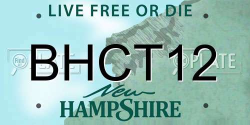 BHCT12 New Hampshire License Plate