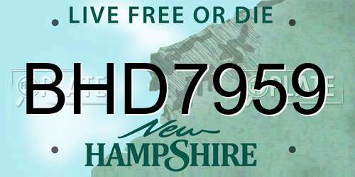 BHD7959 New Hampshire License Plate