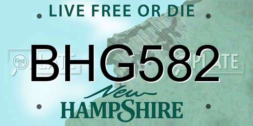 BHG582 New Hampshire License Plate