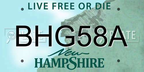 BHG58A New Hampshire License Plate