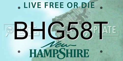 BHG58T New Hampshire License Plate