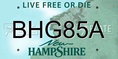 BHG85A New Hampshire License Plate