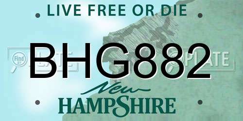 BHG882 New Hampshire License Plate