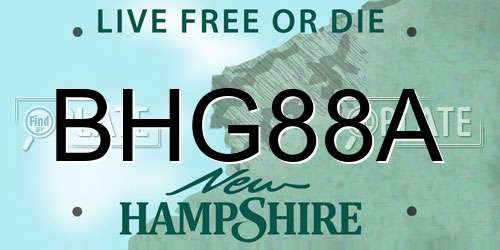 BHG88A New Hampshire License Plate