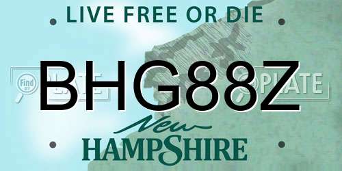 BHG88Z New Hampshire License Plate