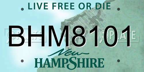 BHM8101 New Hampshire License Plate