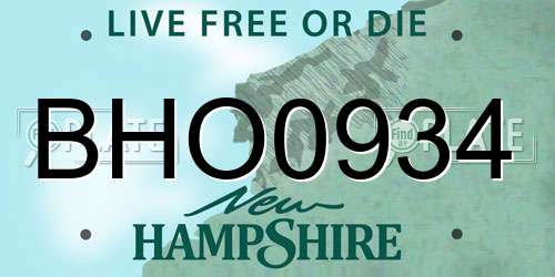 BHO0934 New Hampshire License Plate