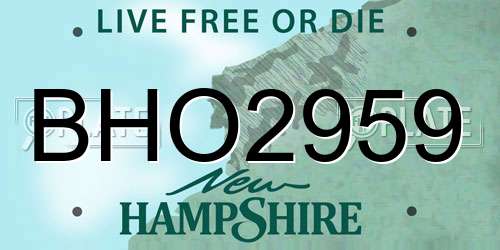 BHO2959 New Hampshire License Plate