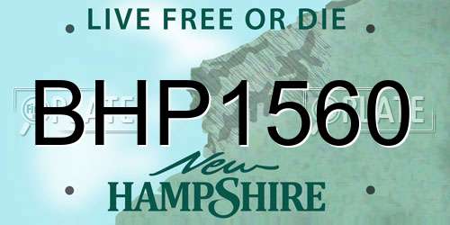 BHP1560 New Hampshire License Plate