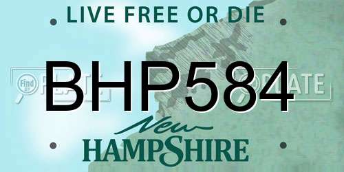 BHP584 New Hampshire License Plate