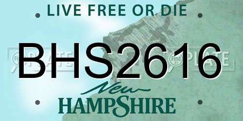 BHS2616 New Hampshire License Plate