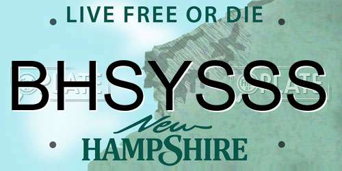 BHSYSSS New Hampshire License Plate