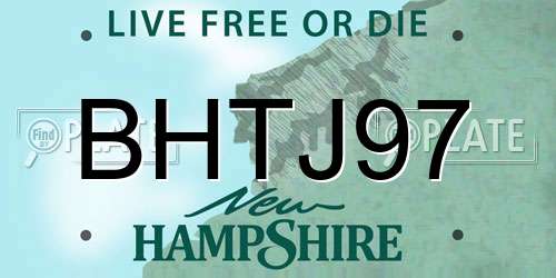 BHTJ97 New Hampshire License Plate