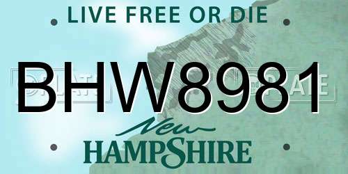 BHW8981 New Hampshire License Plate