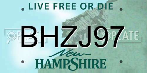 BHZJ97 New Hampshire License Plate