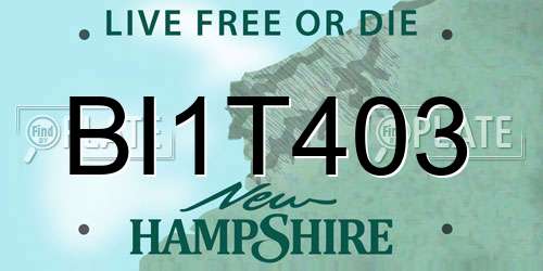 BI1T403 New Hampshire License Plate