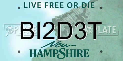 BI2D3T New Hampshire License Plate