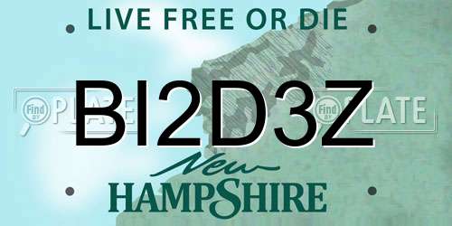 BI2D3Z New Hampshire License Plate
