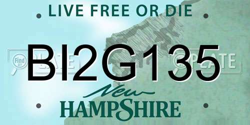 BI2G135 New Hampshire License Plate