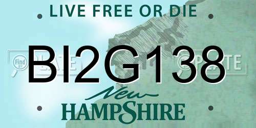 BI2G138 New Hampshire License Plate