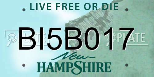BI5B017 New Hampshire License Plate