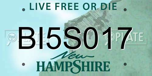 BI5S017 New Hampshire License Plate